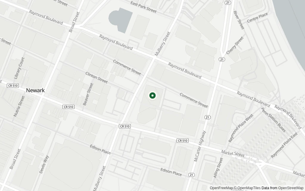 Map of the area around the office at 100 Mulberry St. Newark, NJ 07102
