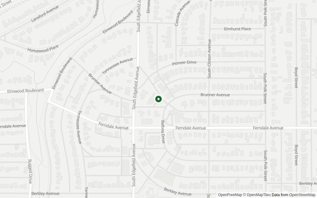 Map of the area around the office at 1813 Balboa Place Dallas, TX 75224